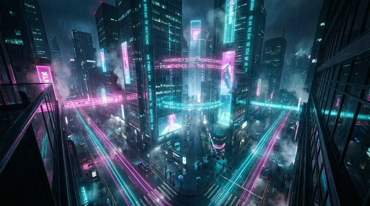野鸭子在线观看 竖屏短剧平台首页背景 - 赛博朋克都市夜景